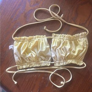 Zaful Yellow Rouched Bikini Top